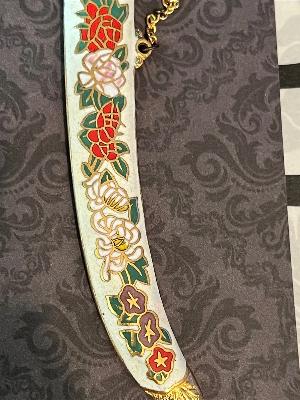 Decorative Gold-Tone Mini Scimitar Letter Opener with Red Tassel